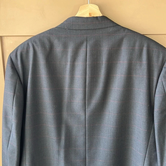 Givenchy Men Wool Blend Double Breasted Blazer Charcoal/ Red Window Pane Sz.44 - Picture 9 of 10